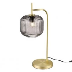 Aveni 22.83 in. Brushed Brass/Smoke Table Lamp with Glass Shade by Light Society -Hot Sale Light Society Store brushed brass smoke light society table lamps ls t441 bb smk 4f 1000