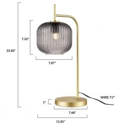 Aveni 22.83 in. Brushed Brass/Smoke Table Lamp with Glass Shade by Light Society -Hot Sale Light Society Store brushed brass smoke light society table lamps ls t441 bb smk 76 1000