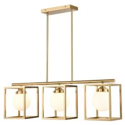 Rafael 3-Light Brushed Brass/White Chandelier by Light Society