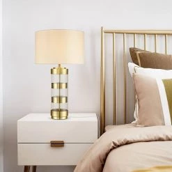 Tess 24.7 in. Brushed Brass/White Table Lamp with Fabric Shade by Light Society -Hot Sale Light Society Store brushed brass white light society table lamps ls t486 bb wh 31 1000