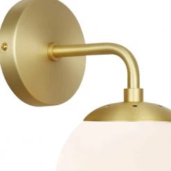 Zeno Globe Brushed Brass Wall Sconce with White Shade by Light Society -Hot Sale Light Society Store brushed brass white light society wall sconces ls w264 bb wh 44 1000