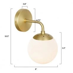 Zeno Globe Brushed Brass Wall Sconce with White Shade by Light Society -Hot Sale Light Society Store brushed brass white light society wall sconces ls w264 bb wh 76 1000