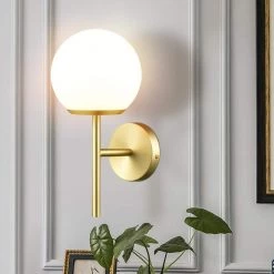 Anna 5 in. 1-Light Brushed Brass/White Wall Sconce by Light Society 17 Anna 5 in. 1-Light Brushed Brass/White Wall Sconce by Light Society -Hot Sale Light Society Store brushed brass white light society wall sconces ls w483 bb wh 31 1000