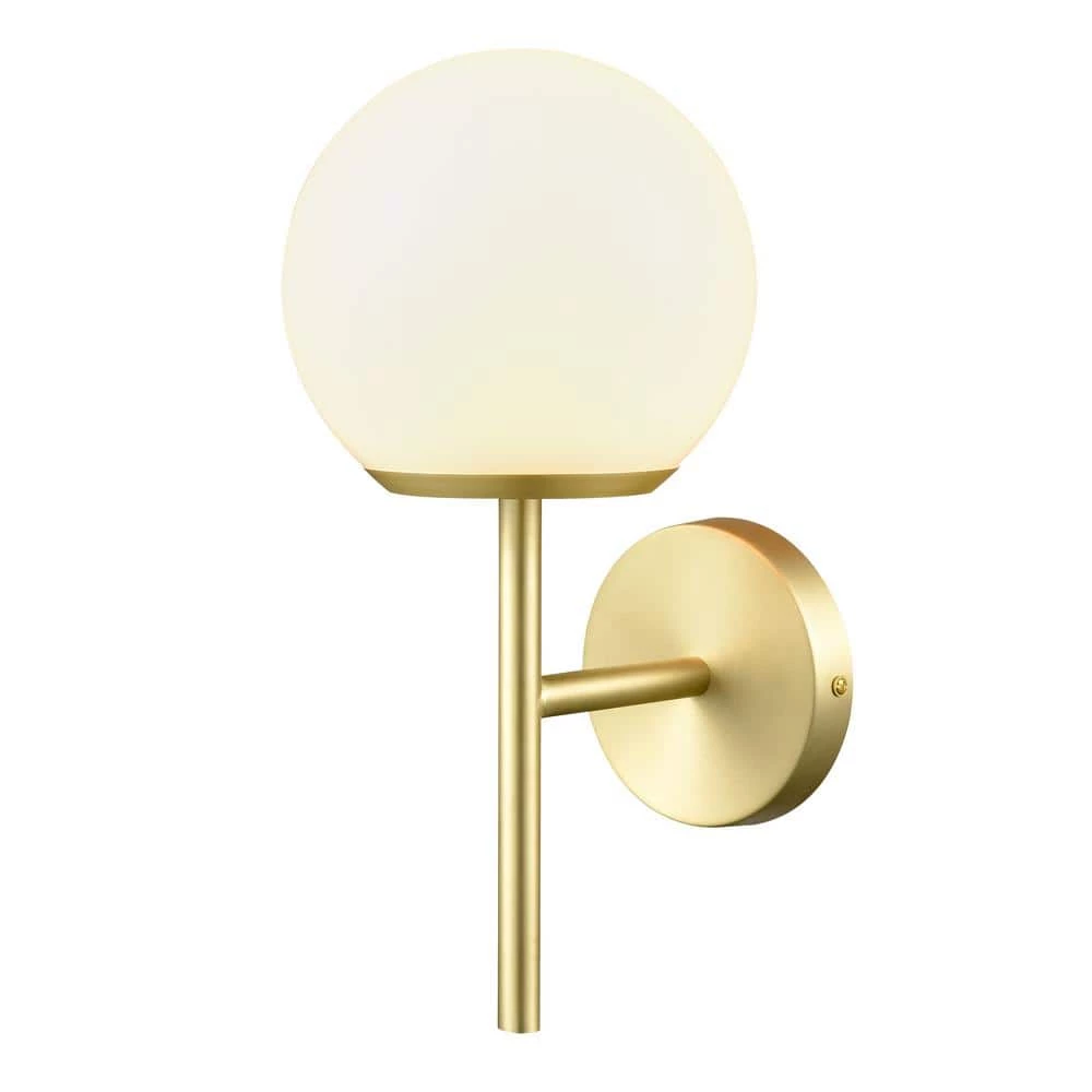 Anna 5 in. 1-Light Brushed Brass/White Wall Sconce by Light Society 5 Anna 5 in. 1-Light Brushed Brass/White Wall Sconce by Light Society - Image 3