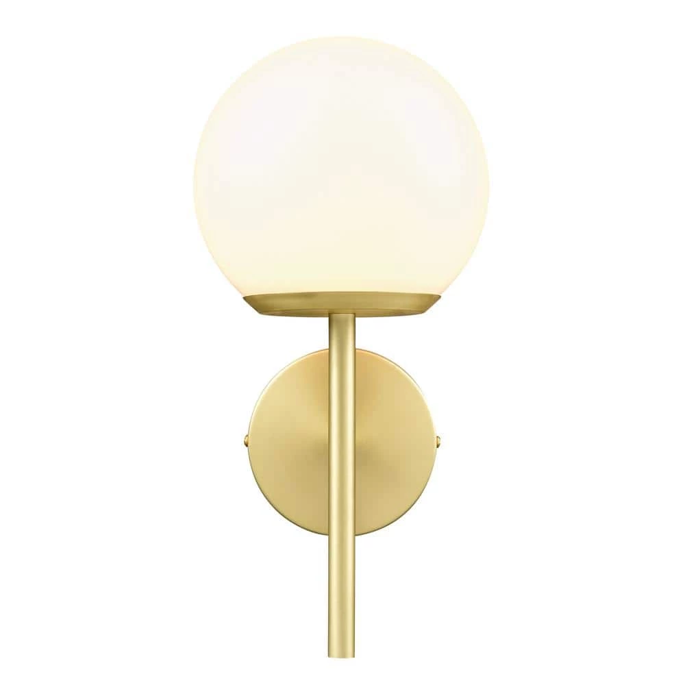 Anna 5 in. 1-Light Brushed Brass/White Wall Sconce by Light Society 3 Anna 5 in. 1-Light Brushed Brass/White Wall Sconce by Light Society