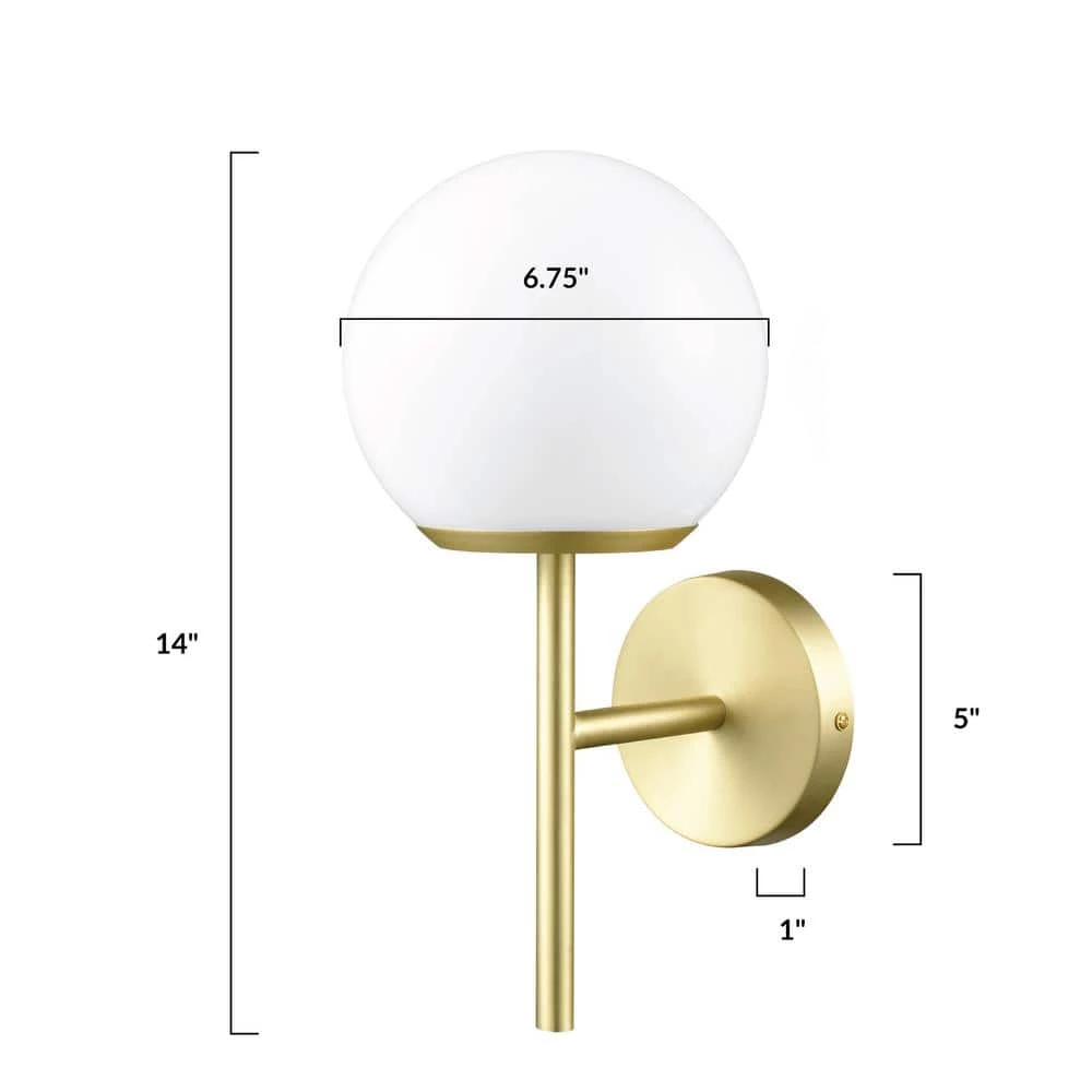 Anna 5 in. 1-Light Brushed Brass/White Wall Sconce by Light Society 9 Anna 5 in. 1-Light Brushed Brass/White Wall Sconce by Light Society - Image 7