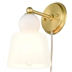 Emil 6.25 in. 1-Light Brushed Brass/White Wall Sconce by Light Society -Hot Sale Light Society Store brushed brass white light society wall sconces ls w495 bb wh 4f 1000