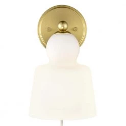Emil 6.25 in. 1-Light Brushed Brass/White Wall Sconce by Light Society