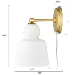 Emil 6.25 in. 1-Light Brushed Brass/White Wall Sconce by Light Society -Hot Sale Light Society Store brushed brass white light society wall sconces ls w495 bb wh 76 1000