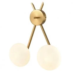 Alby 4.7 in. 2-Light Brushed Brass/White Wall Sconce by Light Society -Hot Sale Light Society Store brushed brass white light society wall sconces ls w504 brs op 4f 1000