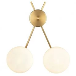 Alby 4.7 in. 2-Light Brushed Brass/White Wall Sconce by Light Society