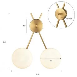 Alby 4.7 in. 2-Light Brushed Brass/White Wall Sconce by Light Society -Hot Sale Light Society Store brushed brass white light society wall sconces ls w504 brs op 76 1000