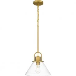 Balfour 1-Light Brushed Gold Pendant with Clear Seedy Glass Shade by DSI LIGHTING -Hot Sale Light Society Store brushed gold dsi lighting chandeliers hd6709a 4f 1000