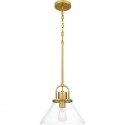 Balfour 1-Light Brushed Gold Pendant with Clear Seedy Glass Shade by DSI LIGHTING