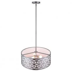 Ali 3-Light Brushed Nickel Pendant with White Fabric Shade by DSI LIGHTING 9 Ali 3-Light Brushed Nickel Pendant with White Fabric Shade by DSI LIGHTING -Hot Sale Light Society Store brushed nickel dsi lighting chandeliers ds18938 1f 1000