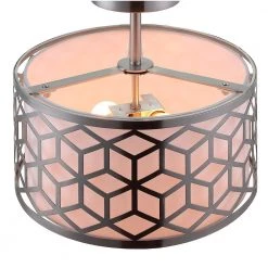 Ali 13 in. 2-Light Brushed Nickel Semi-Flush Mount with White Fabric Shade by DSI LIGHTING -Hot Sale Light Society Store brushed nickel dsi lighting flush mount lights ds18939 1f 1000