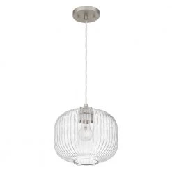 1-Light Brushed Nickel Mini Pendant with Clear Glass Shade by DSI LIGHTING -Hot Sale Light Society Store brushed nickel dsi lighting pendant lights dshd19535p1 4f 1000