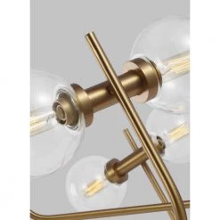 ED Ellen DeGeneres Verne 12-Light Burnished Brass Modern Linear Hanging Chandelier with Clear Glass Shade by Generation Lighting Designer Collections -Hot Sale Light Society Store burnished brass generation lighting designer collections chandeliers ec10912bbs 40 1000
