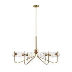 ED Ellen DeGeneres Verne 12-Light Burnished Brass Modern Linear Hanging Chandelier with Clear Glass Shade by Generation Lighting Designer Collections