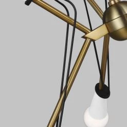ED Ellen DeGeneres Piro 8-Light Burnished Brass Medium Mid-Century Modern Hanging Sputnik Chandelier by Generation Lighting Designer Collections -Hot Sale Light Society Store burnished brass generation lighting designer collections chandeliers ec1128mbkbbs 44 1000