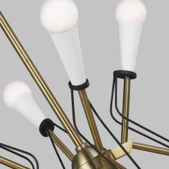 ED Ellen DeGeneres Piro 8-Light Burnished Brass Medium Mid-Century Modern Hanging Sputnik Chandelier by Generation Lighting Designer Collections -Hot Sale Light Society Store burnished brass generation lighting designer collections chandeliers ec1128mbkbbs 4f 1000