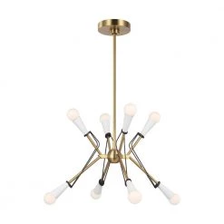 ED Ellen DeGeneres Piro 8-Light Burnished Brass Medium Mid-Century Modern Hanging Sputnik Chandelier by Generation Lighting Designer Collections