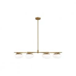 Lune Extra Large 8-Light Burnished Brass Chandelier with White Milk Glass Shades by Generation Lighting Designer Collections