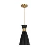 Heath 1-Light Burnished Brass Modern Mid-Century Indoor Dimmable Pendant with Midnight Black Steel Shade by Generation Lighting Designer Collections -Hot Sale Light Society Store burnished brass generation lighting designer collections chandeliers ep1221mbkbbs 64 1000