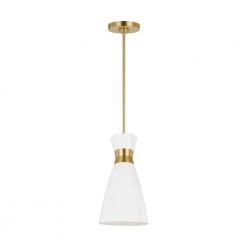 ED Ellen DeGeneres Crafted by Generation Lighting Heath 1-Light Burnished Brass Pendant with Matte White Steel Shade by Generation Lighting Designer Collections -Hot Sale Light Society Store burnished brass generation lighting designer collections chandeliers ep1221mwtbbs 4f 1000