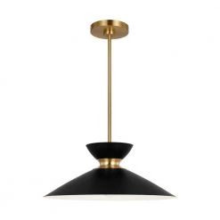 Heath 1-Light Burnished Brass Modern Mid-Century Indoor Dimmable Pendant with Midnight Black Steel Shade by Generation Lighting Designer Collections 12 Heath 1-Light Burnished Brass Modern Mid-Century Indoor Dimmable Pendant with Midnight Black Steel Shade by Generation Lighting Designer Collections -Hot Sale Light Society Store burnished brass generation lighting designer collections chandeliers ep1231mbkbbs 1f 1000