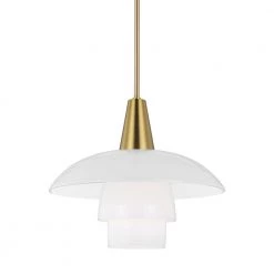 ED Ellen DeGeneres Crafted by Generation Lighting Rossie 1- -Light Burnished Brass Pendant with Milk White Glass Shade by Generation Lighting Designer Collections -Hot Sale Light Society Store burnished brass generation lighting designer collections chandeliers ep1271bbs 4f 1000