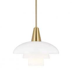 ED Ellen DeGeneres Crafted by Generation Lighting Rossie 1- -Light Burnished Brass Pendant with Milk White Glass Shade by Generation Lighting Designer Collections -Hot Sale Light Society Store burnished brass generation lighting designer collections chandeliers ep1271bbs c3 1000