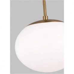 Lune 1-Light Burnished Brass Modern Mid-Century Large Indoor Dimmable Branch Pendant with Milk White Glass Shade by Generation Lighting Designer Collections -Hot Sale Light Society Store burnished brass generation lighting designer collections chandeliers ep1341bbs c3 1000