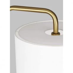 ED Ellen DeGeneres Crafted by Generation Lighting Dean 64 in. Burnished Brass Floor Lamp with White Linen Fabric Shade by Generation Lighting Designer Collections -Hot Sale Light Society Store burnished brass generation lighting designer collections floor lamps et1341bbs1 1f 1000