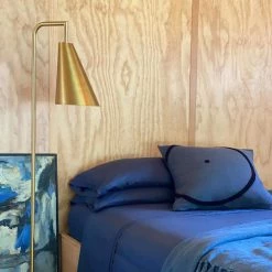 ED Ellen DeGeneres Crafted by Generation Lighting Jamie Burnished Brass Floor Lamp with Burnished Brass Steel Shade by Generation Lighting Designer Collections -Hot Sale Light Society Store burnished brass generation lighting designer collections floor lamps et1351bbs1 44 1000