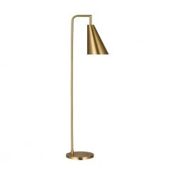 ED Ellen DeGeneres Crafted by Generation Lighting Jamie Burnished Brass Floor Lamp with Burnished Brass Steel Shade by Generation Lighting Designer Collections