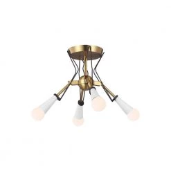 ED Ellen DeGeneres Crafted by Generation Lighting Piro 10.125 in. 4-Light Burnished Brass Flush Mount by Generation Lighting Designer Collections -Hot Sale Light Society Store burnished brass generation lighting designer collections flush mount lights ef1044mbkbbs 1f 1000
