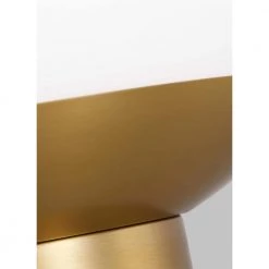 Lune 7 in. 1-Light Burnished Brass Mid-Century Indoor Dimmable Accent Lamp With a Milk White Glass Shade by Generation Lighting Designer Collections -Hot Sale Light Society Store burnished brass generation lighting designer collections table lamps et1471bbs1 4f 1000