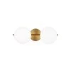 ED Ellen DeGeneres Lune 17.8 in. 2-Light Burnished Brass Bathroom Vanity Light with Milk White Glass Shades by Generation Lighting Designer Collections