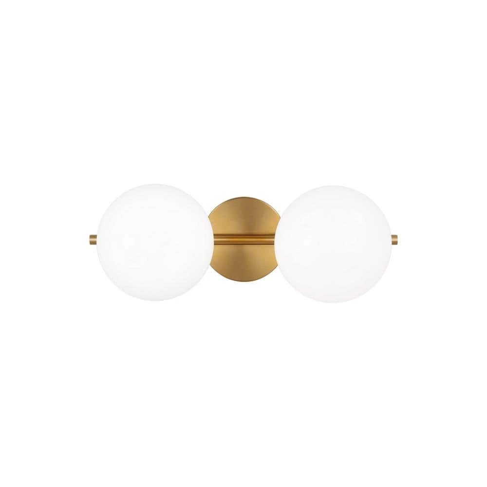 ED Ellen DeGeneres Lune 17.8 in. 2-Light Burnished Brass Bathroom Vanity Light with Milk White Glass Shades by Generation Lighting Designer Collections 3 ED Ellen DeGeneres Lune 17.8 in. 2-Light Burnished Brass Bathroom Vanity Light with Milk White Glass Shades by Generation Lighting Designer Collections