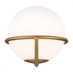 ED Ellen DeGeneres Crafted by Generation Lighting Apollo 7.125 in. W 1-Light Burnished Brass Sconce with White Orb Shade by Generation Lighting Designer Collections -Hot Sale Light Society Store burnished brass generation lighting designer collections vanity lighting ew1031bbs 40 1000