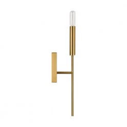 Brianna 1-Light Burnished Brass Contemporary Indoor Dimmable Tail Wall Sconce with Optional White Linen Shade by Generation Lighting Designer Collections -Hot Sale Light Society Store burnished brass generation lighting designer collections vanity lighting ew1161bbs 1f 1000