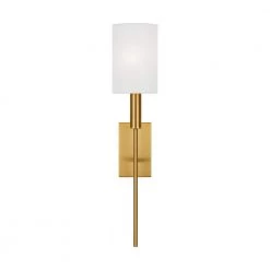 Brianna 1-Light Burnished Brass Contemporary Indoor Dimmable Tail Wall Sconce with Optional White Linen Shade by Generation Lighting Designer Collections