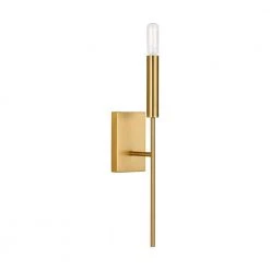 Brianna 1-Light Burnished Brass Contemporary Indoor Dimmable Tail Wall Sconce with Optional White Linen Shade by Generation Lighting Designer Collections -Hot Sale Light Society Store burnished brass generation lighting designer collections vanity lighting ew1161bbs fa 1000