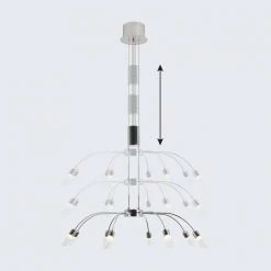 1-Light Chrome Adjustable Pendant with Branches and Glass Shades by BAZZ -Hot Sale Light Society Store chrome bazz pendant lights lu8008le 4f 1000