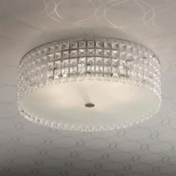 Glam 16 in. 6-Light Glass and Chrome Flush Mount by BAZZ -Hot Sale Light Society Store chrome clear bazz flush mount lights pl3416onled 4f 1000