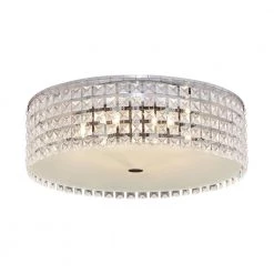 Glam 16 in. 6-Light Glass and Chrome Flush Mount by BAZZ