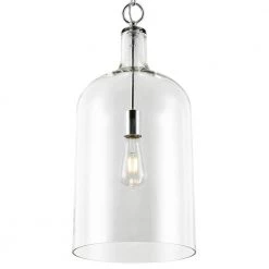 Mia 1-Light Chrome Pendant with Clear Glass Shade by Light Society -Hot Sale Light Society Store chrome clear light society chandeliers ls c310 cm cl 1f 1000