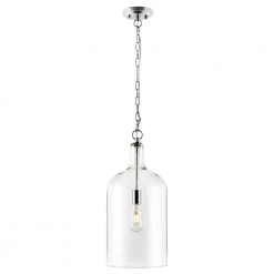 Mia 1-Light Chrome Pendant with Clear Glass Shade by Light Society