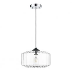 Knox 1-Light Chrome/Clear Shaded Pendant Light with Glass Shade by Light Society -Hot Sale Light Society Store chrome clear light society chandeliers ls c527 cl cm 1f 1000